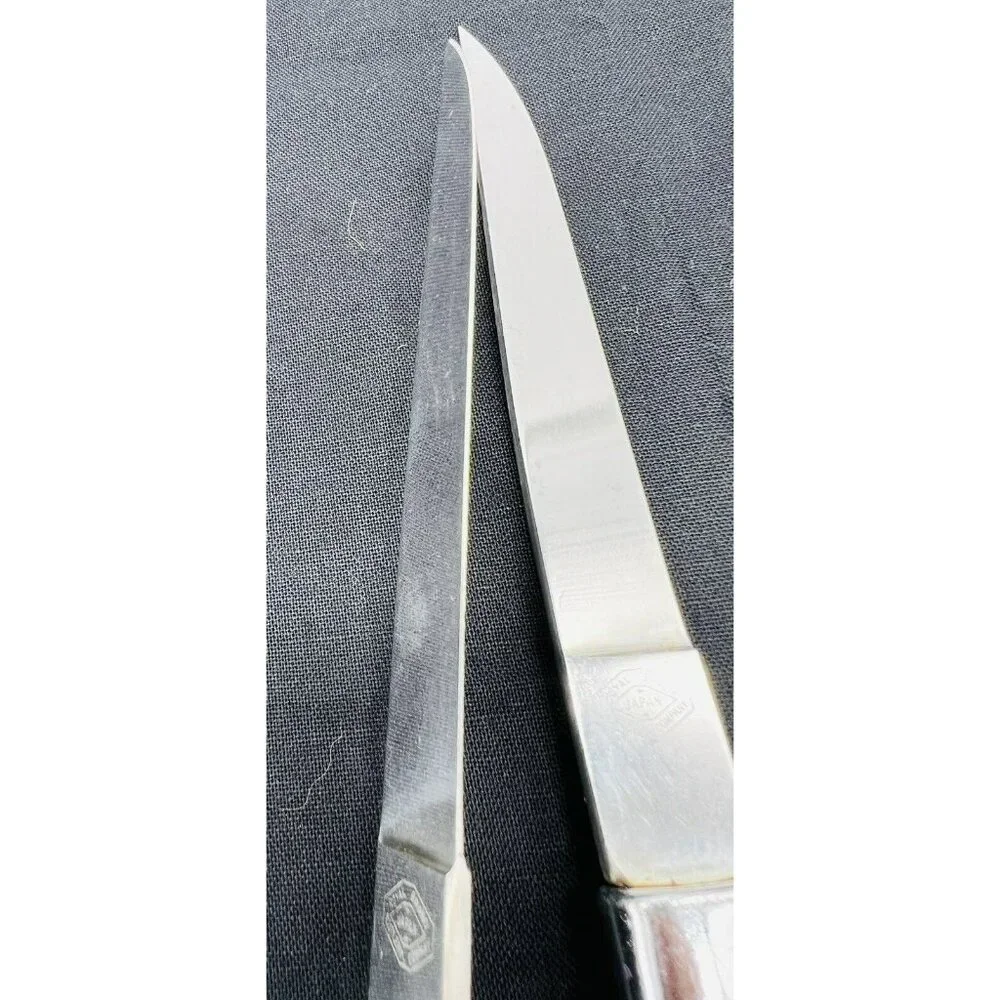 Royal Brand Federal Co Japan 4 Steak Knives Stainless Steel Celluloid Handle MCM